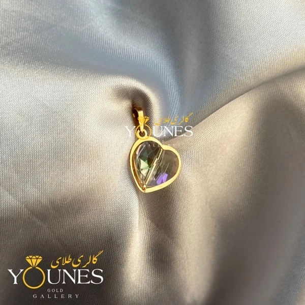 آویز طلا سواروسکی قلبی بنفش